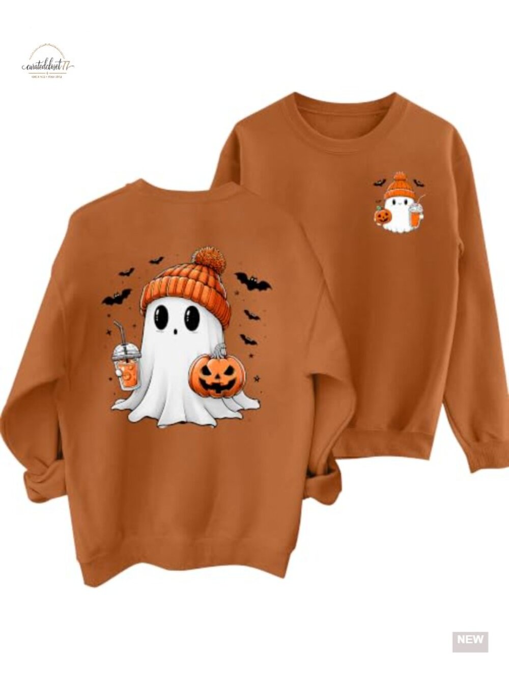Halloween Sweatshirt Women Spooky Season Pumpkin Ghost Graphic Long Sleeve